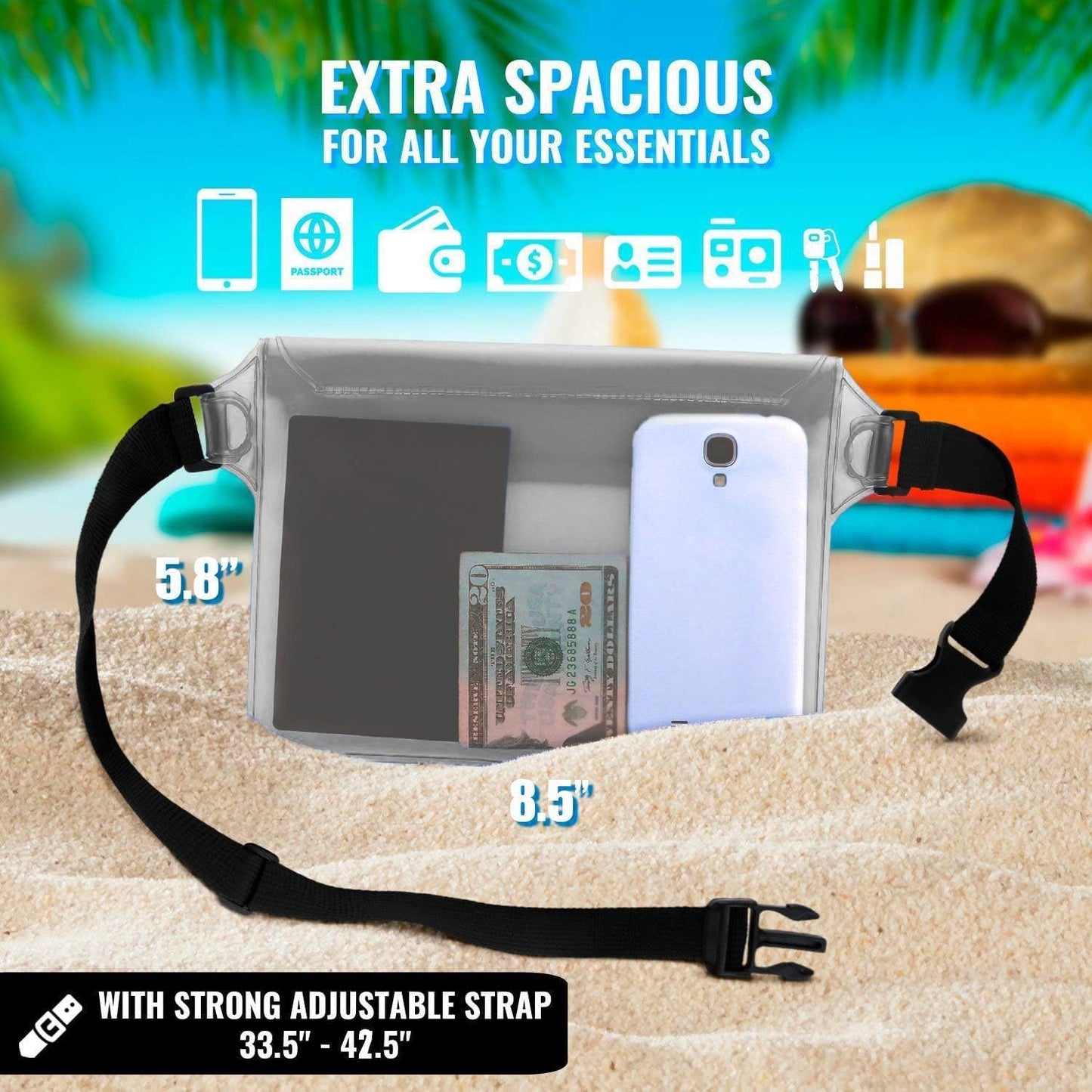 AiRunTech Waterproof Fanny Pack - Floating Dry Bag for Phones, Passports & Wallets | Ideal for Travel & Beach Activities