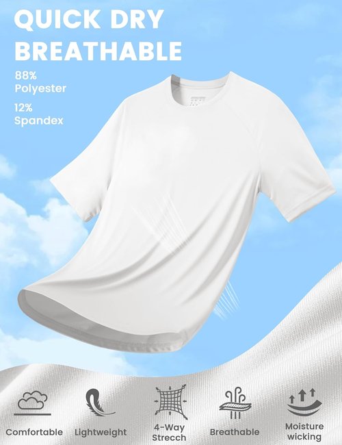 MAGCOMSEN Men's UPF 50+ Sun Protection Athletic T-Shirt - Quick Dry for Hiking & Running