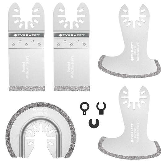 EXKRAEFT 5 PCS Grout Remover Tool Blades for Grout Removal Tile Mortar Concrete Masonry, Multi Tool Grout Removal Blade, Diamond Oscillating Tool Blades Fit Dewalt Milwaukee Ryobi Rockwell Fein