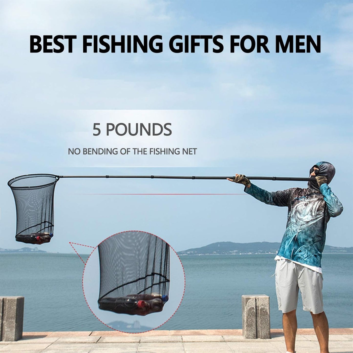 Skiennix Extra Long Fishing Net - Telescoping Carbon Fiber Landing Net | 9ft/11.15ft, Holds Up to 20lbs