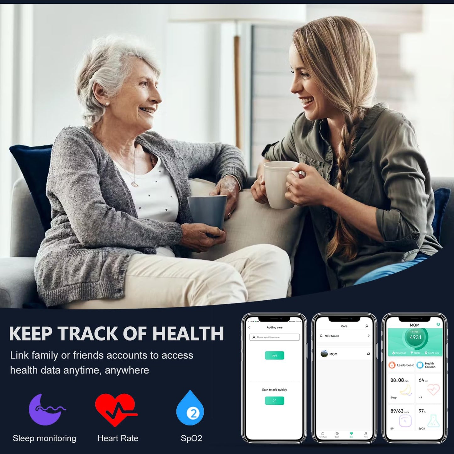 Smart Health Ring for Women Men Fitness Tracke IP68 Waterproof Fitness Ring with Heart Rate/Blood Pressure/Blood Oxygen/Sleep Tracker/Step/Calories for iOS and Android,No Subscription Fee,Gold 14