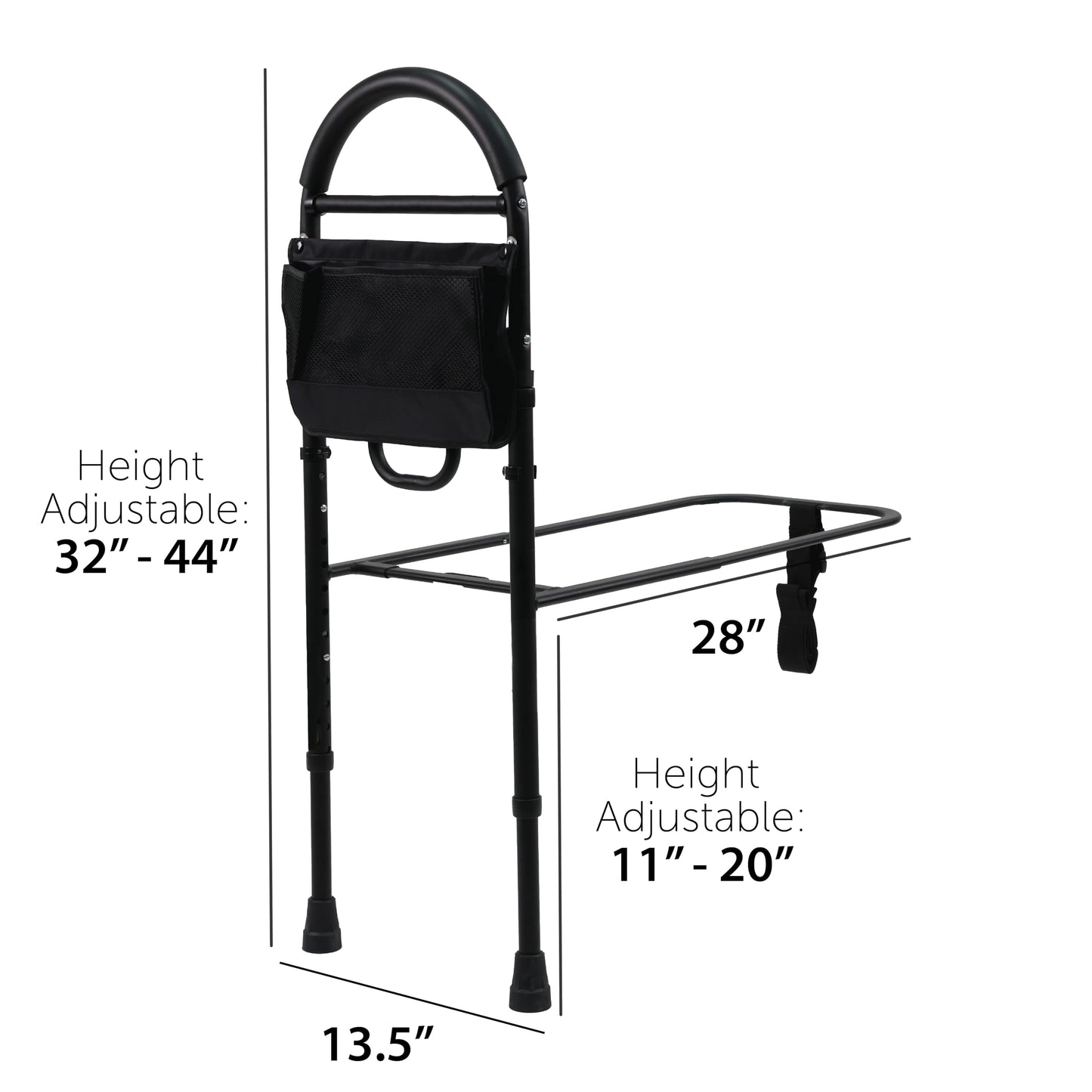 Vaunn Medical Bed Rail Assist & Height Adjustable Grab bar Handle for Adults & Seniors, Charcoal Black