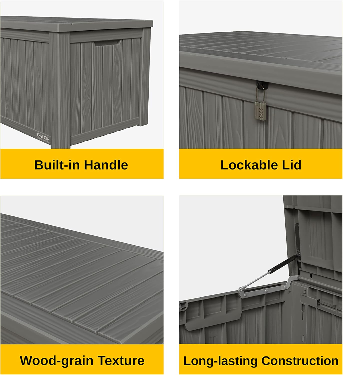 31 Gallon Waterproof Outdoor Storage Box - Lockable Resin Deck Bin for Patio Cushions & Tools - UV Resistant, Black