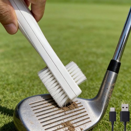 Cordless Electric Ultrasonic Golf Club Brush Groove Cleaner Rechargeable,Portable,with 2 Brush Heads,Waterproof,Golf Accessories for Men Women Golfers