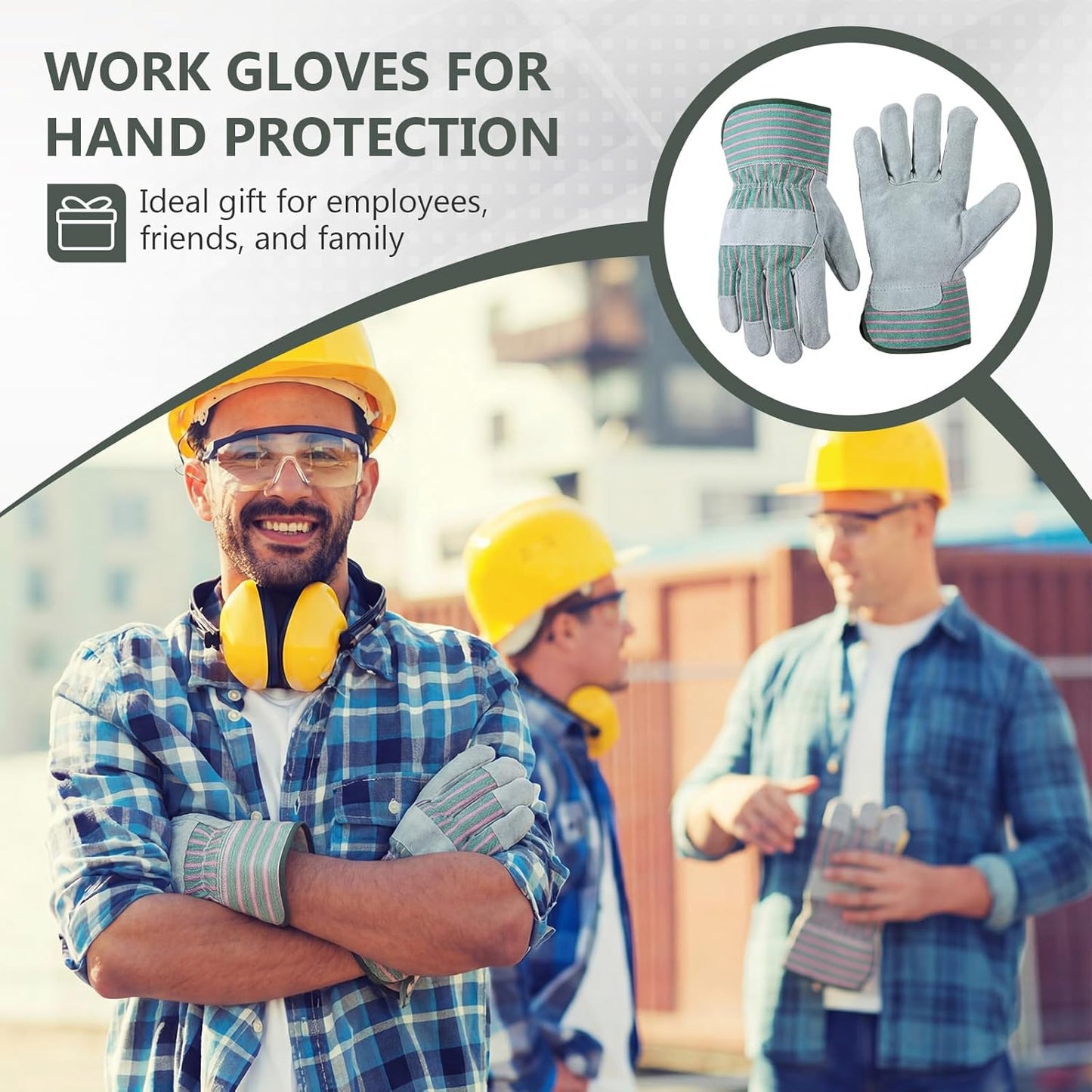 Skiennix Large Leather Work Gloves - Heavy Duty Cowhide Driver Gloves | 12 Pairs, 11 x 5.1 Inch, Safety Cuff