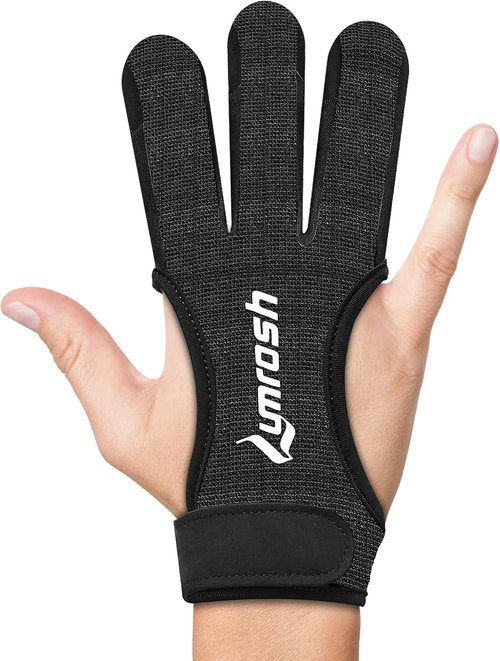 Archery Gloves - 3 Finger Cowhide Shooting Gear for Men, Women & Kids | Black, Large Size