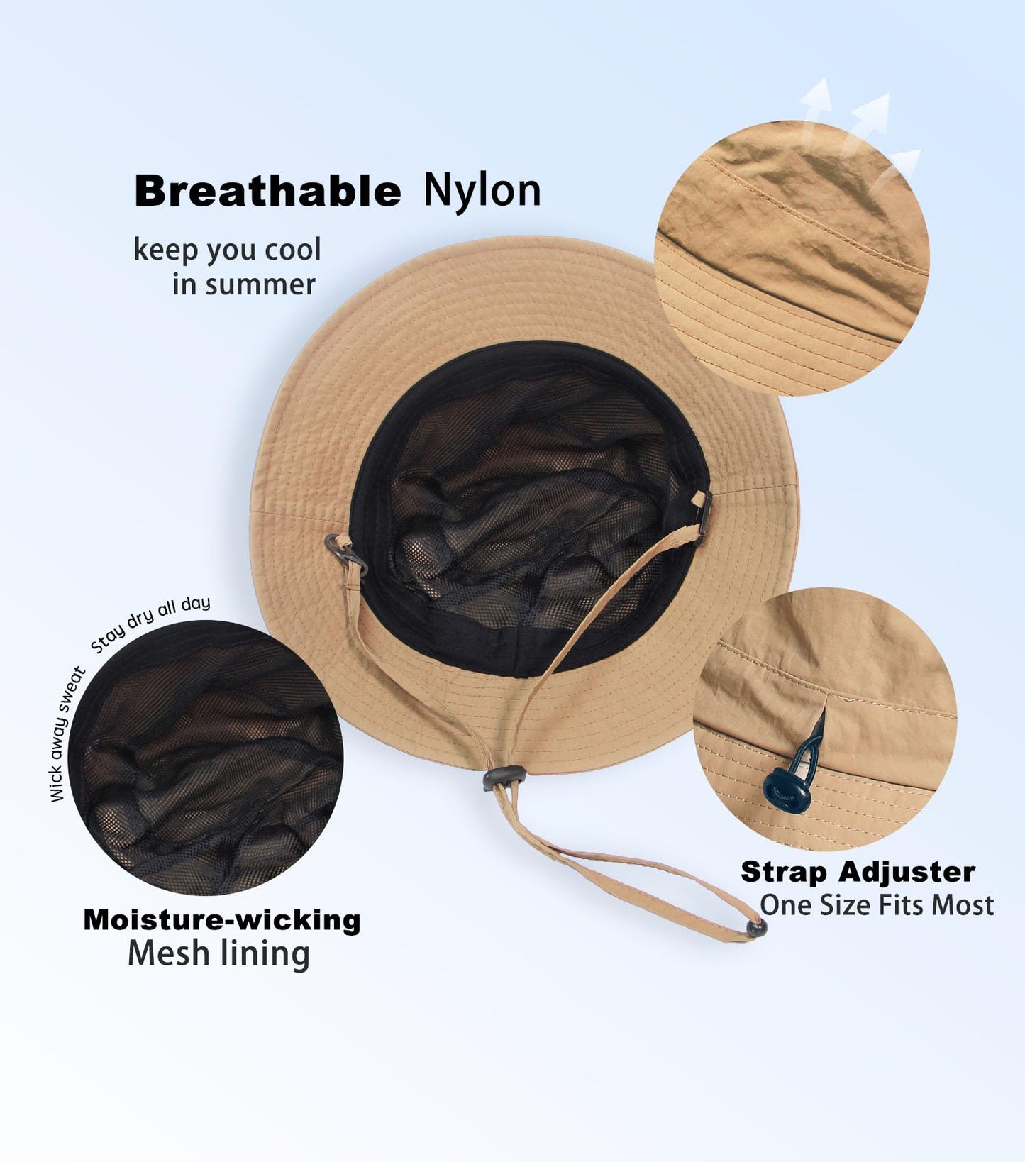 TILUYAMO Waterproof Bucket Hat Rain Hat for Women Men UV Protection Packable Sun Hat Fishing Hiking (Khaki)