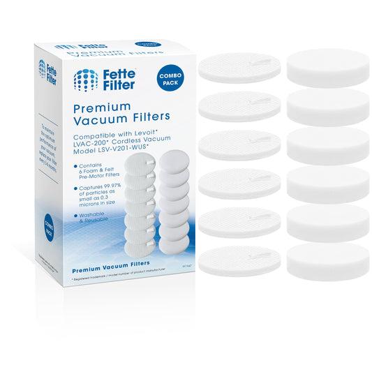 Fette Filter - LVAC-200 Pre-Motor Vacuum Filters Replacements Compatible with Levoit LVAC-200 Cordless Vacuum Model # LSV-V201-WUS - Pack of 6