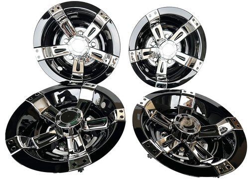 Golf Cart 10" Wheel Covers Hub Caps W/Chrome Spokes for EZGO Cub Car Yamaha Golf Cart Package Set of 4pcs