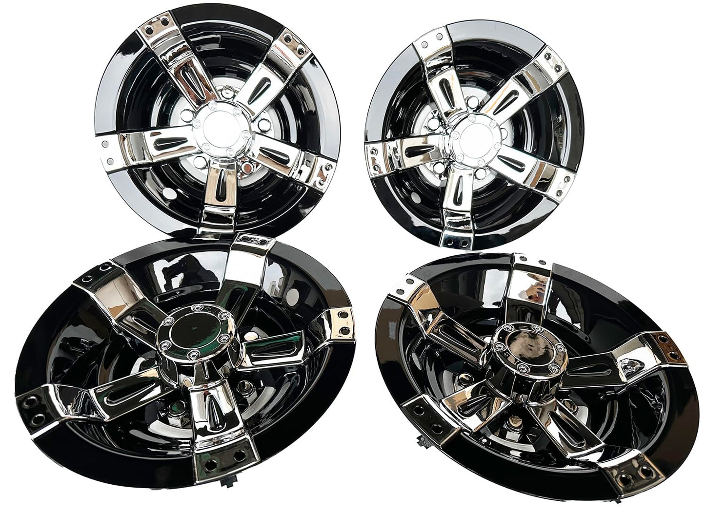 Dr.Acces Golf Cart 10" Wheel Covers Hub Caps W/Chrome Spokes for EZGO Cub Car Yamaha Golf Cart Set of 4pcs