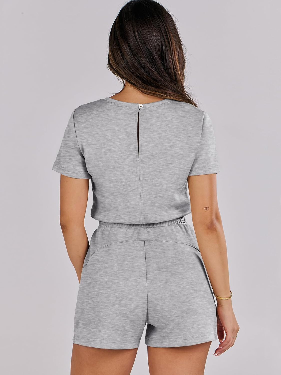 ANRABESS Romper for Women - Short Sleeve Summer Jumpsuit for Beach Vacation | Dressy Travel Outfit