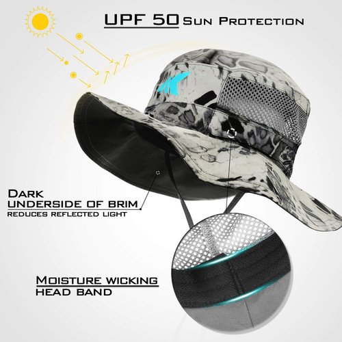 KastKing Sol Armis Boonie Hat - UPF 50 Sun Protection for Fishing, Beach & Hiking Activities