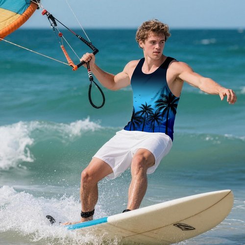 Kasbao Mens Tank Tops Summer Black White Tank Tops for Men Big and Tall Graphic Beach Casual 4th of July Tank Top Men Running