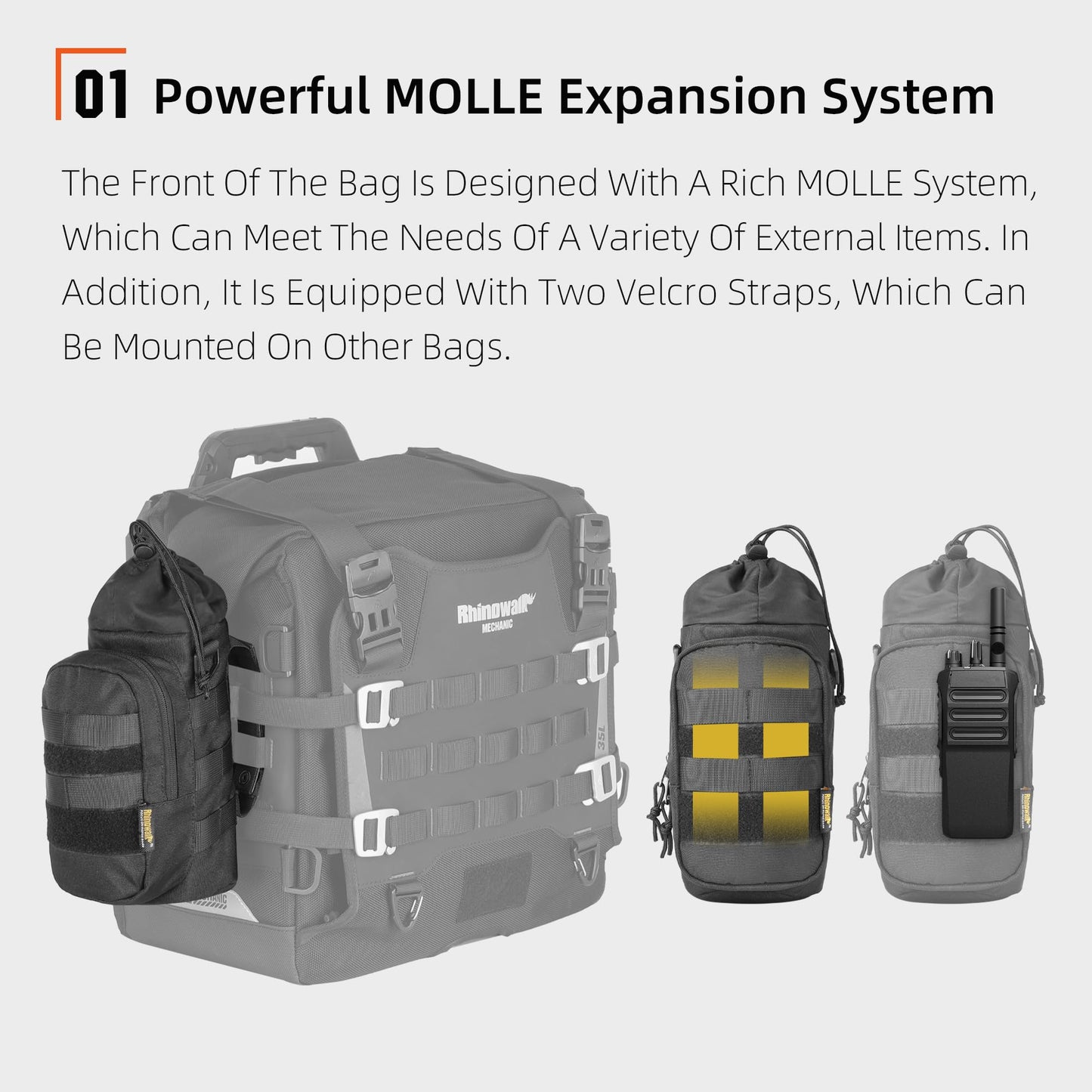 Rhinowalk Motorcycle Water Bottle Holder Bag Tactical Pouch with Drawstring Molle Insulated Bottle Bag to Keep Warm Cool