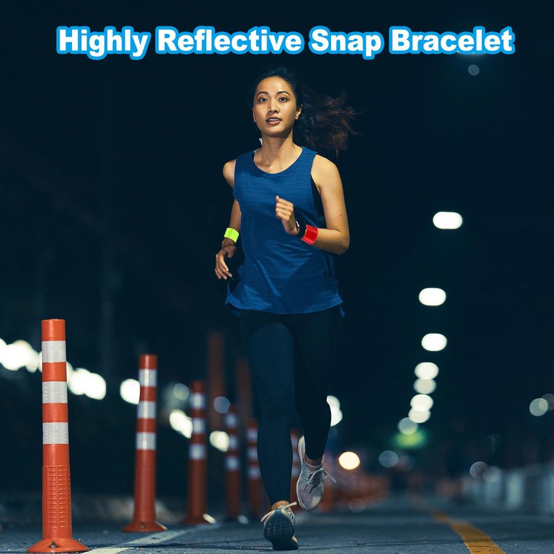 PATIKIL Reflective Slap Bands, 20 Pcs Reflector Band Snap Bracelet Armbands High Visibility Safety Reflectors Wrist Strap Strips for Night Jogging Cycling Running Hiking, Silver