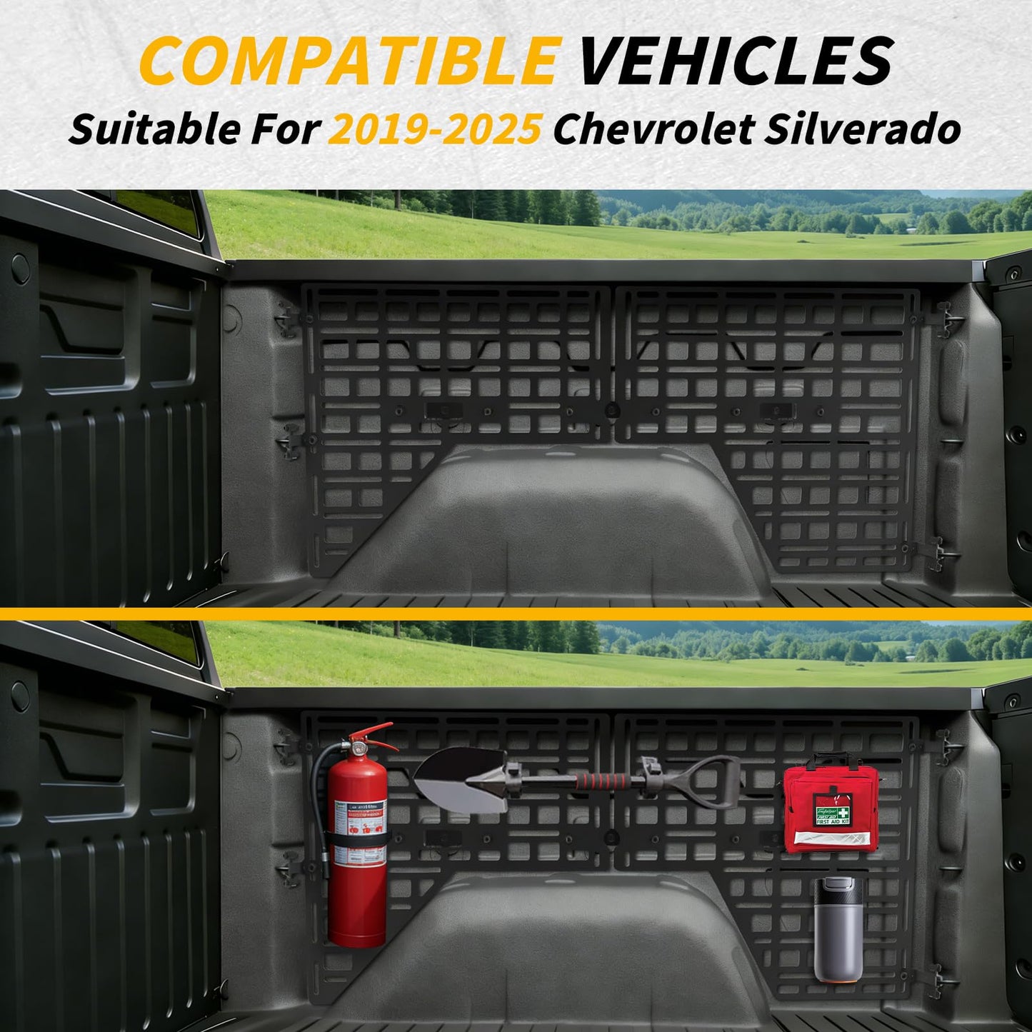 MusixiA Side Bed Molle Panel Compatible with 2019-2025 Chevy Silverado/GMC Sierra 5.8FT Truck Panel System Fit for 19-25 Chevy Silverado Accessories