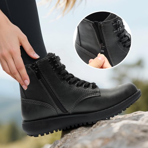 ANJOUFEMME Snow Winter Hiking Boots for Women - Womens Outdoor Waterproof Shoes Lightweight Walking Backpacking DSX13W-FN-US-BLACK-9