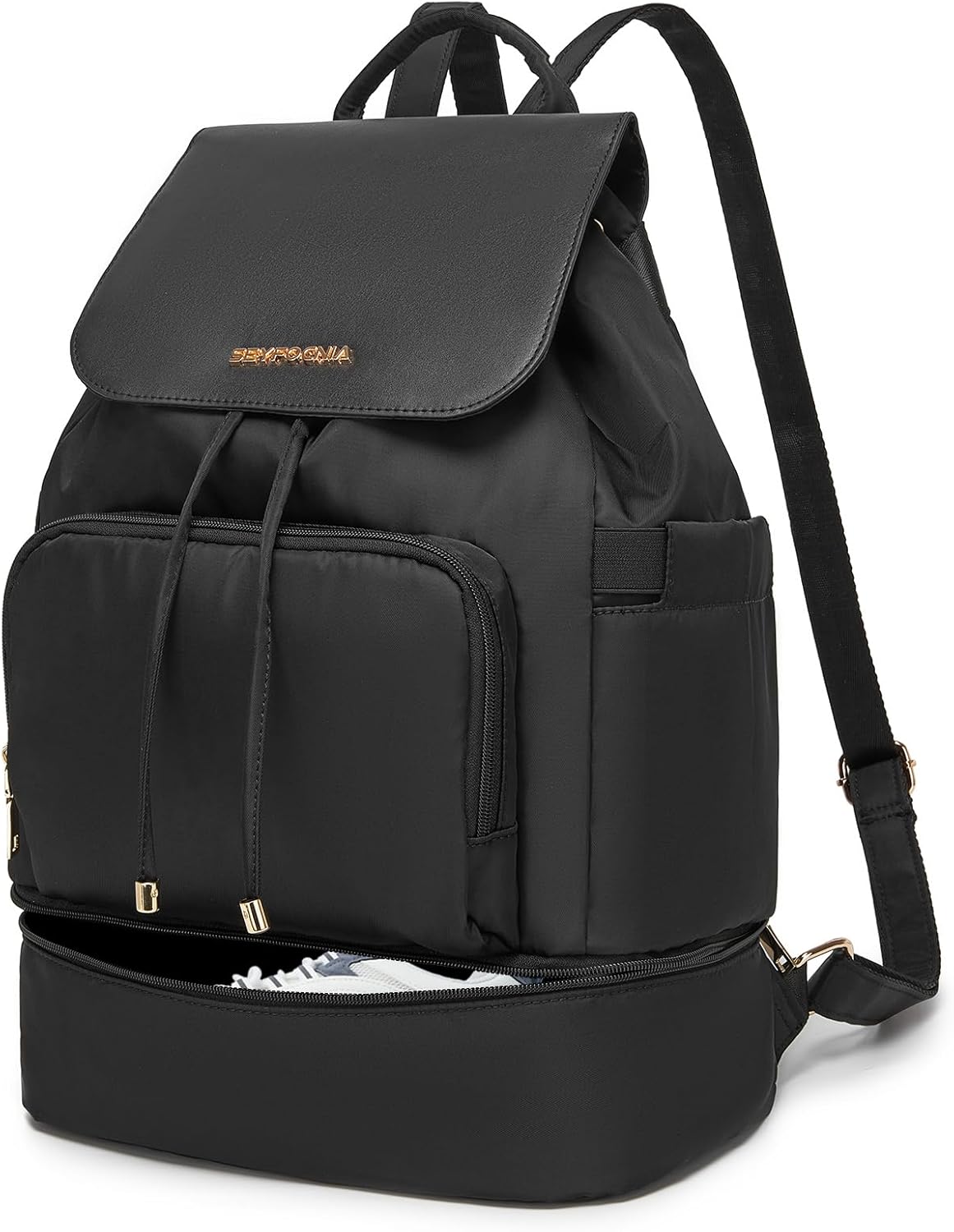 Seyfocnia Gym Backpack for Women - Lightweight Sports Bag with Shoe Compartment | Black