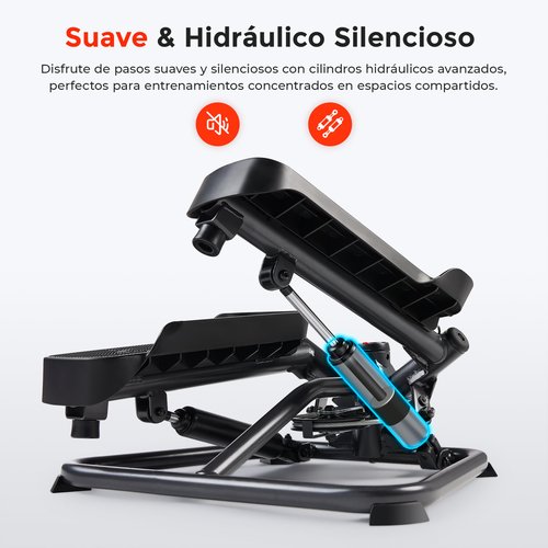Sunny Health & Fitness Advanced Twist Stepper Machine Workout Cardio Mini Stair Master Climber Thigh Space Twist Stepper Resistance Band w Optional Free SunnyFit App Enhanced Bluetooth Connectivity