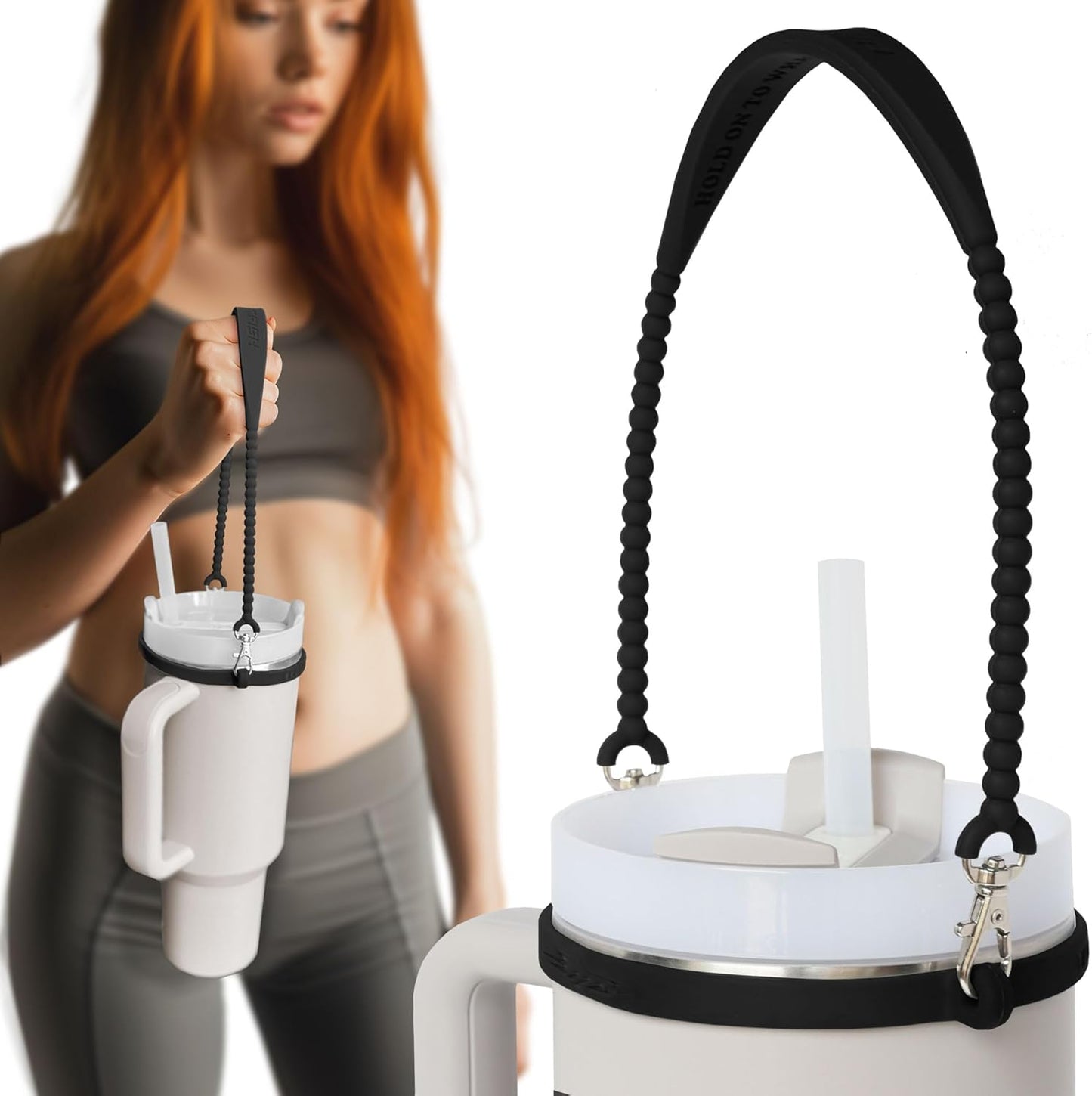 Pilotfish Water Bottle Strap - Heavy Duty Handle for Most Bottle Sizes | Dishwasher Safe with Removable Clips