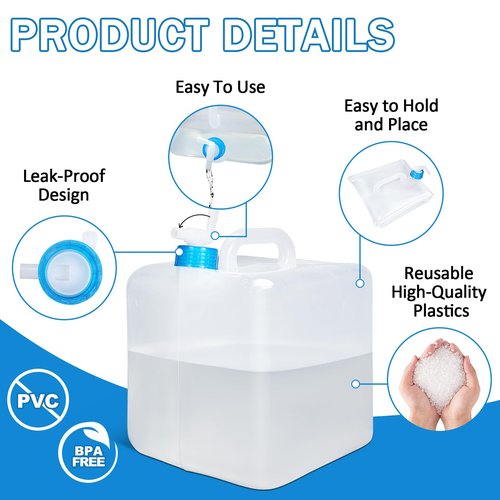 ASEVAT [2 Pack] 5.3 Gallon /20L Collapsible Water Container with Spigot & Handle, BPA Free Foldable Water Storage Cube, Portable Water Jug for Camping, Hiking, Emergency & Survival Kits