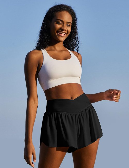 IUGA High Waisted Athletic Shorts - Flowy Crossover Skorts for Women | Perfect for Workout & Running