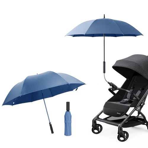 Silfrae Universal Baby Stroller Umbrella Bicycle Umbrella 210T Water-resistant Polyester 360° Adjustable Shade (Blue, 38.6in)