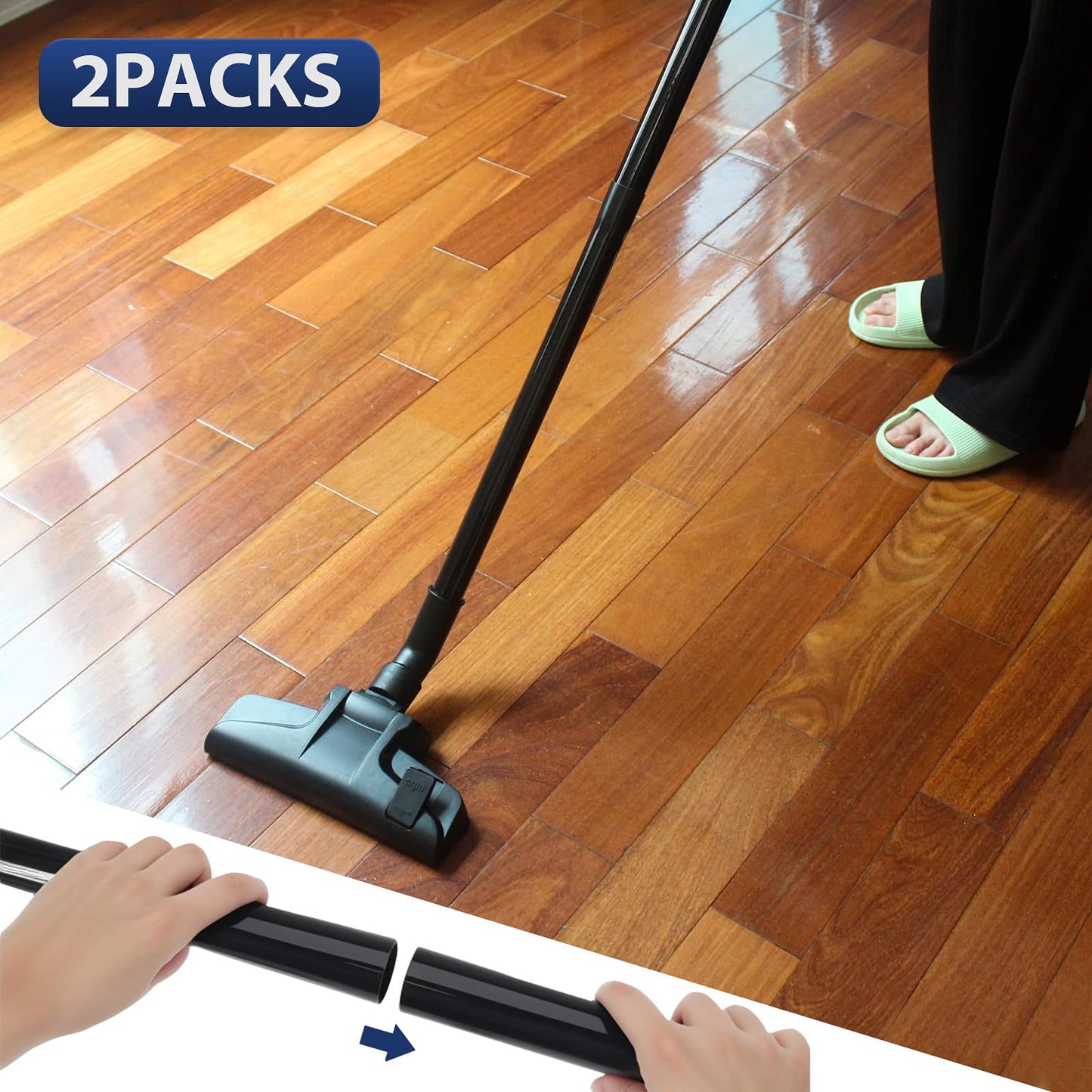 2-Pack Vacuum Extension Tube, 1.25 Inch (32mm) Vacuum Cleaner Extension Wand with 1-1/4" Fitting, Compatible with Shop-Vac Accessories, Replacement Extension Pipe for Wet/Dry Vacuum Cleaners