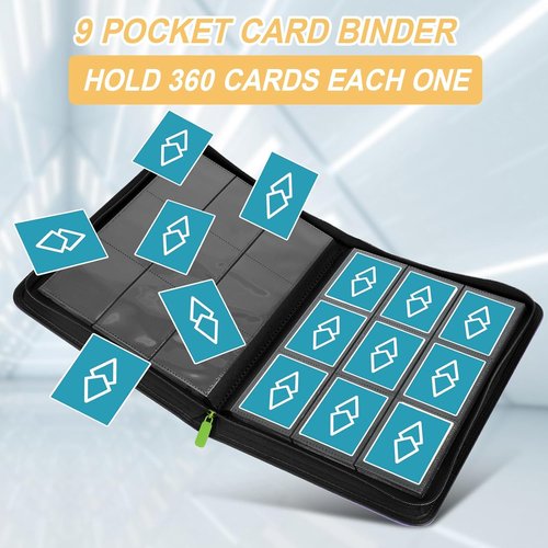 GERMUN Trading Card Binder - 9 Pocket Premium Card Holder for 360 Cards | Double-Sided Album in Grass Green