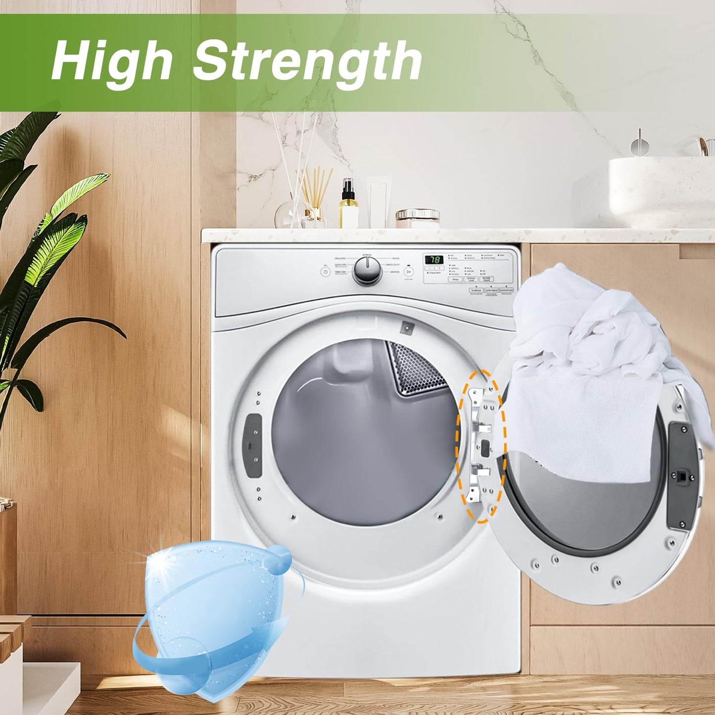 RUHUALIFE Dryer Washer Door Hinge with 4 Pin Caps Front Loader Dryer and Washer Door Hinge Compatible with Whirlpool Amana Maytag Crosley Replace#: W10208415 W10208414 W10208398