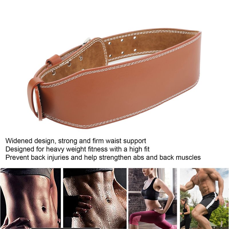 Weight Lifting Belt, Imitation Cowhide Weightlifting Waist Belt Widen Gym Belts for Weightlifting Powerlifting Strength Training Squat Deadlift Workout Waist Support(Brown)