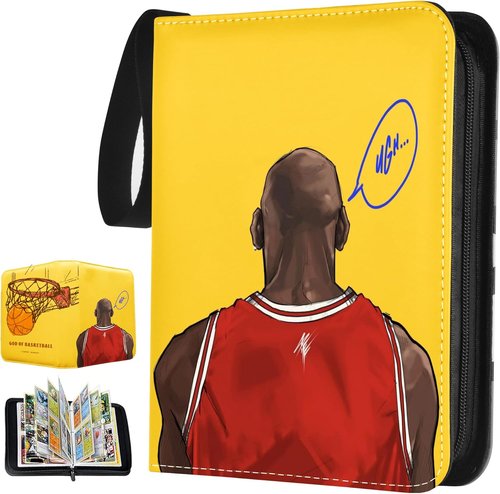 Basketball Sports Card Binder - Portable Waterproof Zipper Holder for 400 Cards | Includes 50 Removable Sleeves