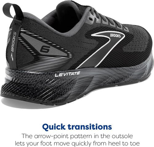 Brooks Men’s Levitate 6 Running Shoe - Lightweight Comfort in Blackened Pearl/Ebony - Size 8.5 Medium