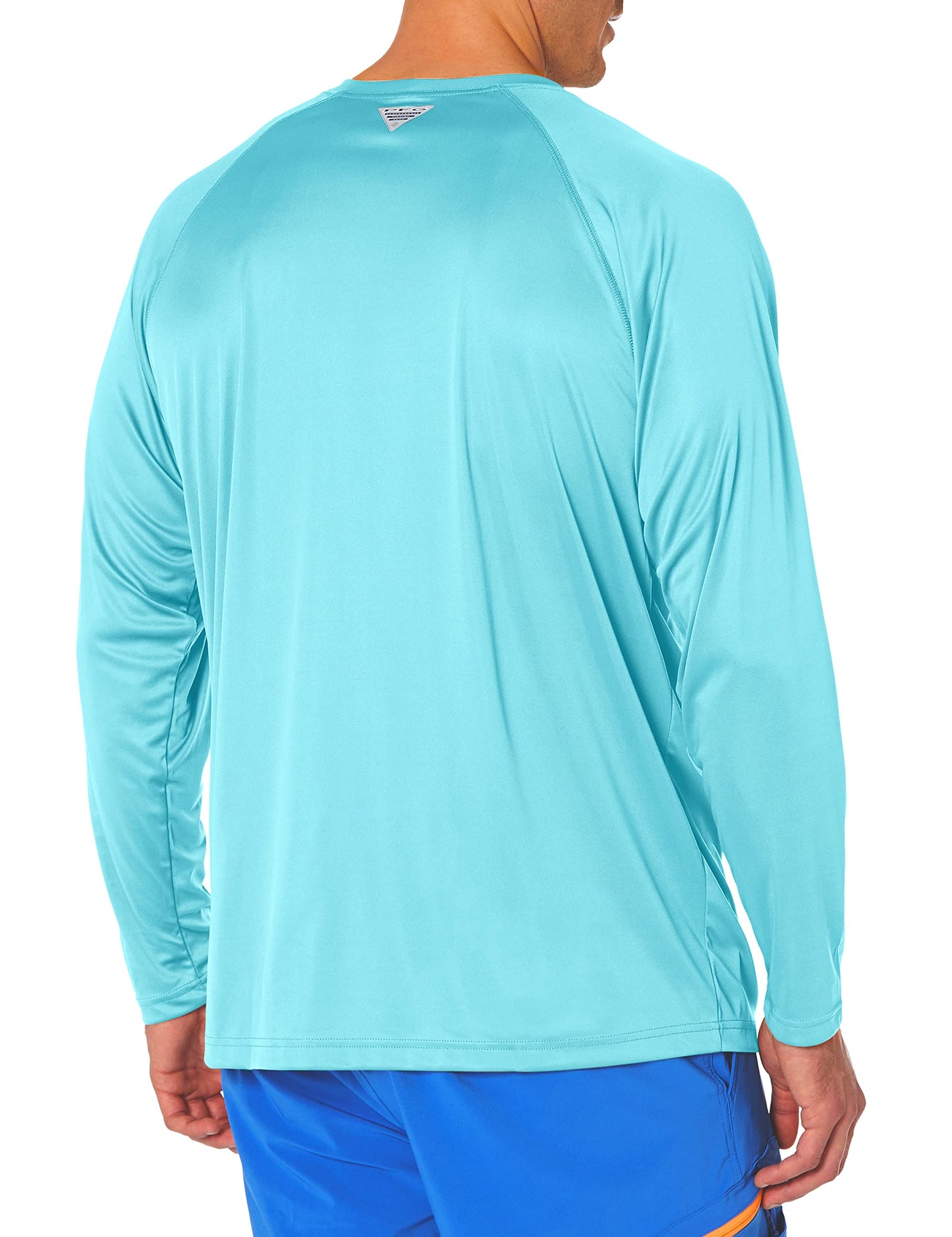 Columbia Men's PFG Terminal Tackle Long Sleeve Fishing Shirt, Gulf Stream/Black Logo, 5X Tall
