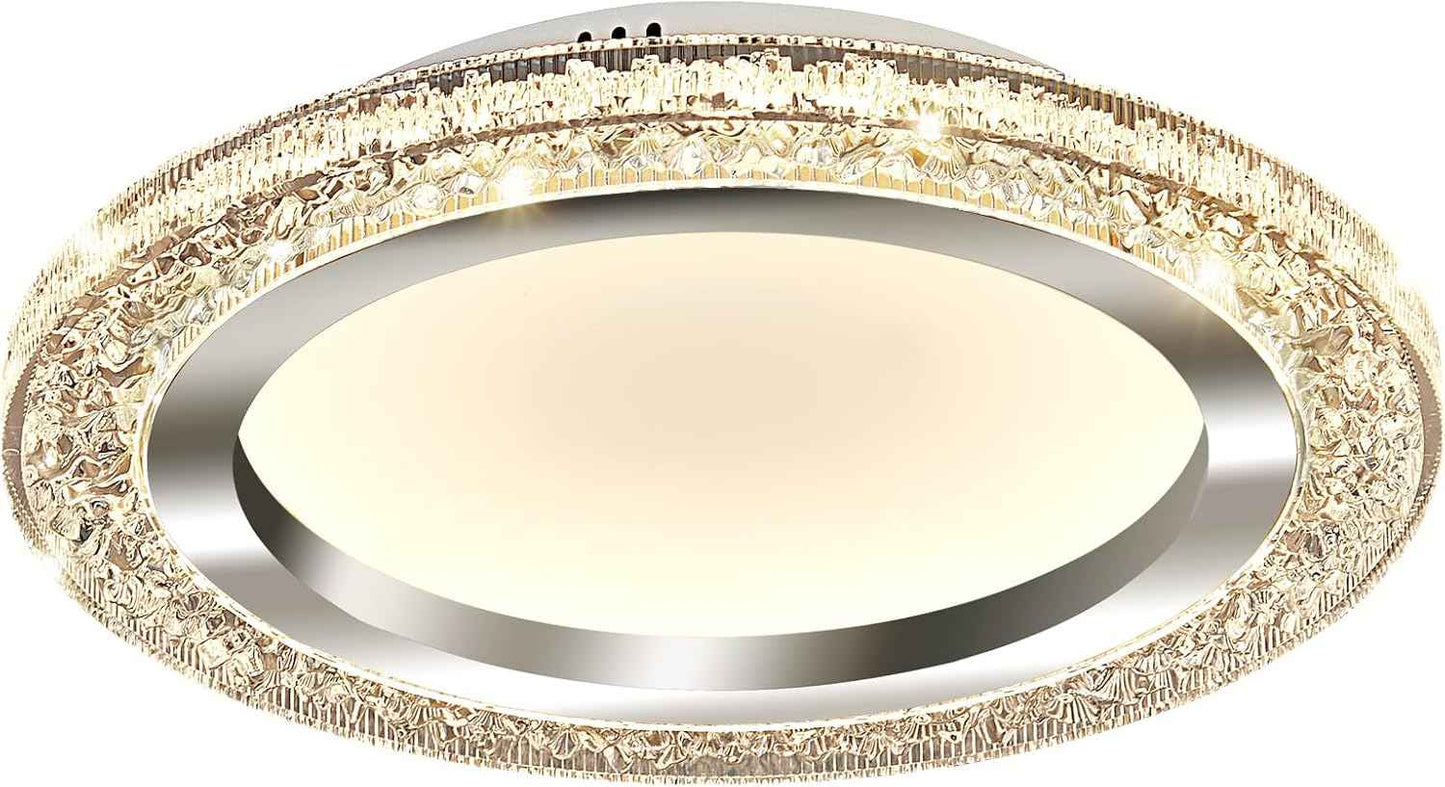 28W Gold LED Flush Mount Ceiling Light - 12" Modern Round Fixture for Bedroom, Kitchen, Bathroom