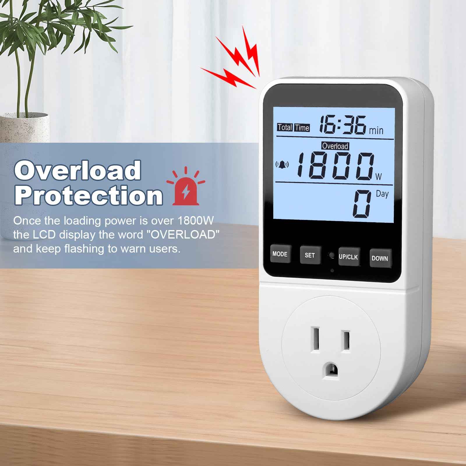 2 Pack Upgraded Watt Meter, Power Meter Plug Electricity Usage Monitor, Home Energy Monitor Consumption, Meter Sockets with Backlight, Overload Protection, 8 Modes Display