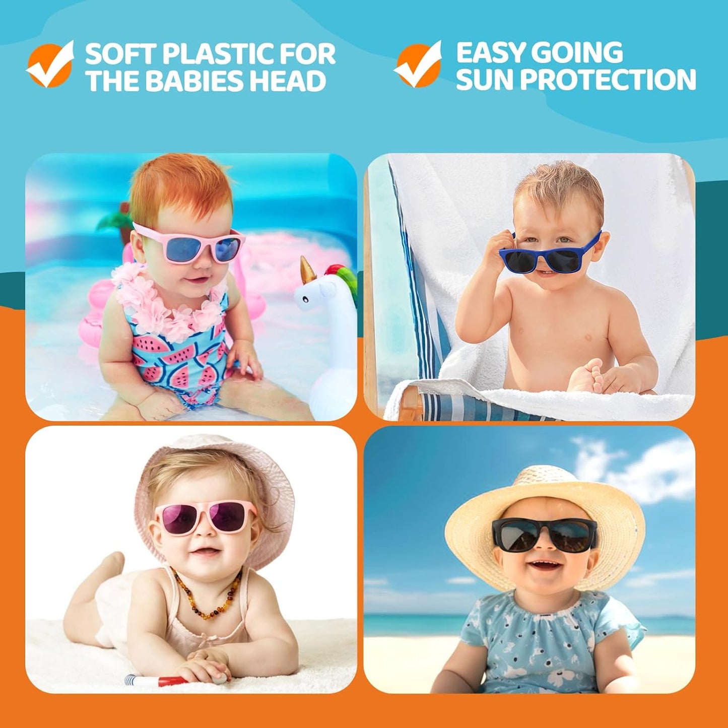 RIVBOS Baby Sunglasses - UV400 Polarized Protection for Toddlers & Infants (0-24 Months)