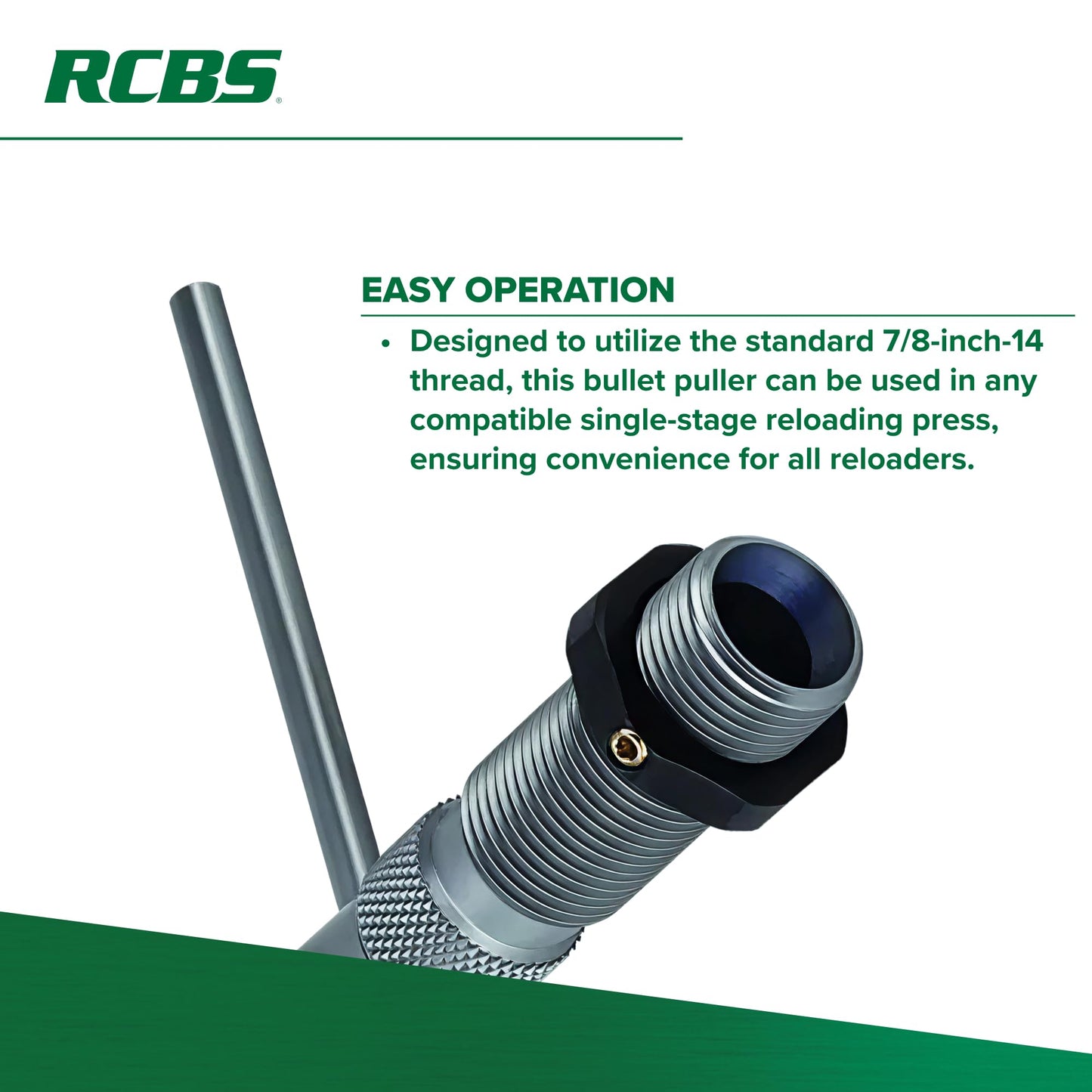 RCBS Bullet Puller – Collet Style – Single Stage Press Compatible – Green