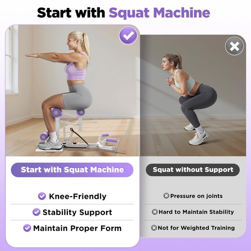 FEIERDUN Adjustable Deep Squat Machine - 7 Level Resistance Glute & Leg Trainer for Home, Multi-Functional Equipment for Women to Strengthen Core, Hips and Thighs