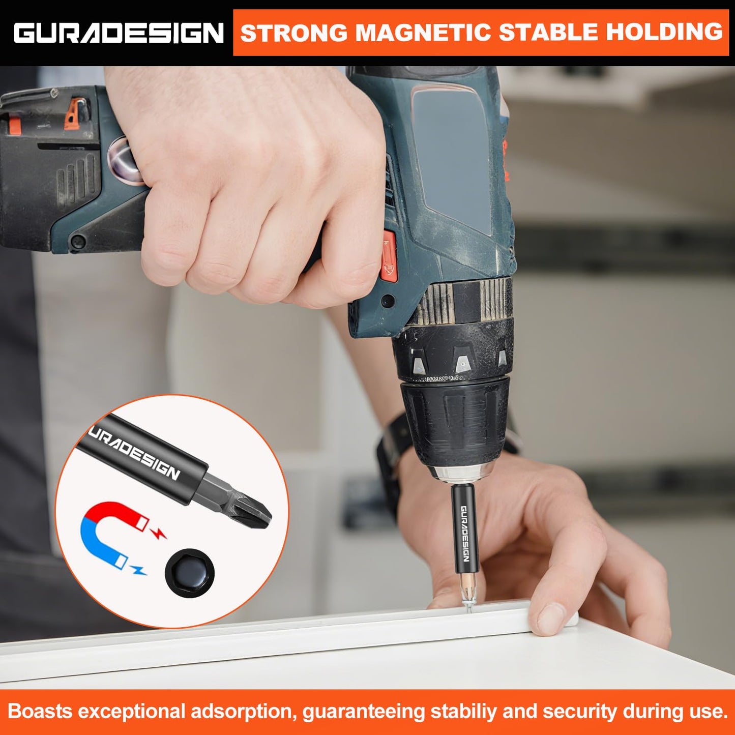 GURADESIGN 9-Piece Impact Drill Socket Adapter Set and Universal Joints Socket Set 1/4" 3/8" and 1/2" Driver Socket Adapter, Power Drill Bit Extension, Magnetic Screwdriver Bit Holder