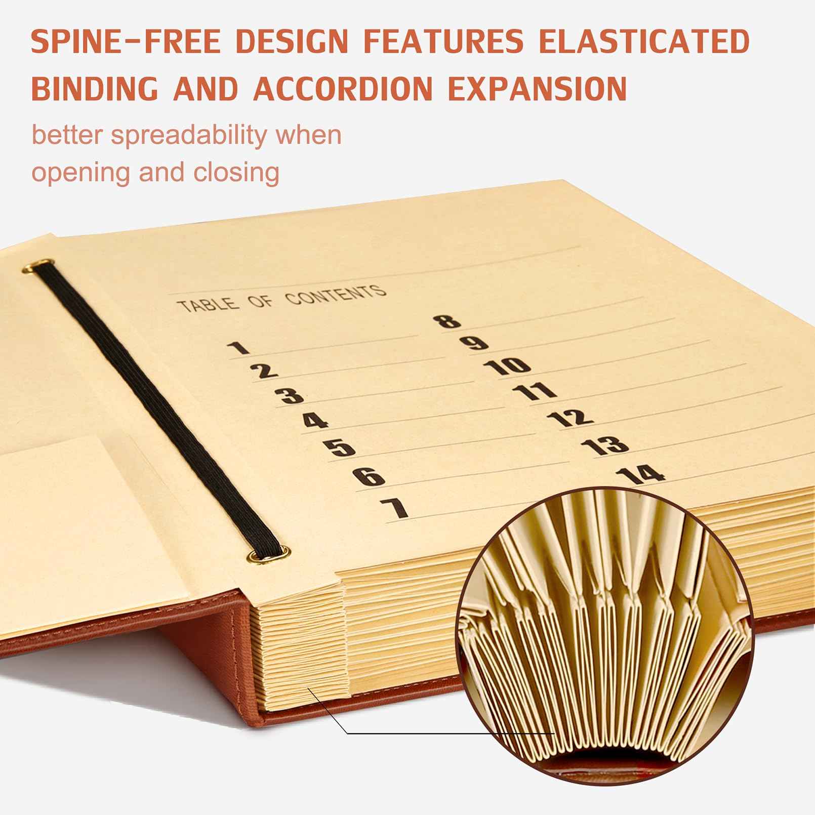 JOYCE Important Document Organizer, Life File Manager with Labels, for Managing Letters, Photos, Birth Certificates, Social Security Cards, Passport, Ring Binder (Brown Leather)