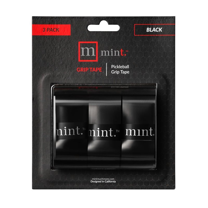 Mint Sport Pickleball Paddle Grip Tape – Tacky Non-Slip Pickleball Overgrip Wrap, Moisture-Wicking Paddle Grip Tape for Comfort, Control & Secure Handling on Paddles (Black)