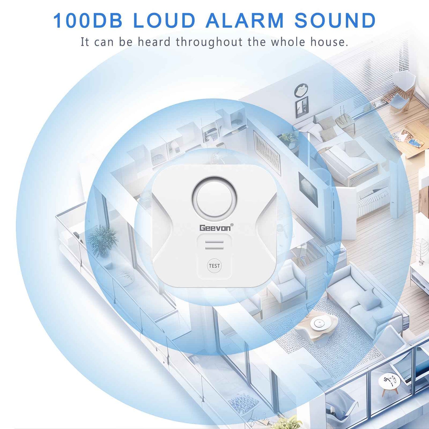 Geevon 4 Pack Water Leak Detectors for Home, 100dB Loud Water Alarm Sensor Leak Detection with Drip Alert for Basements, Laundry Rooms, Kitchen, IP56 Waterproof(Battery Included)