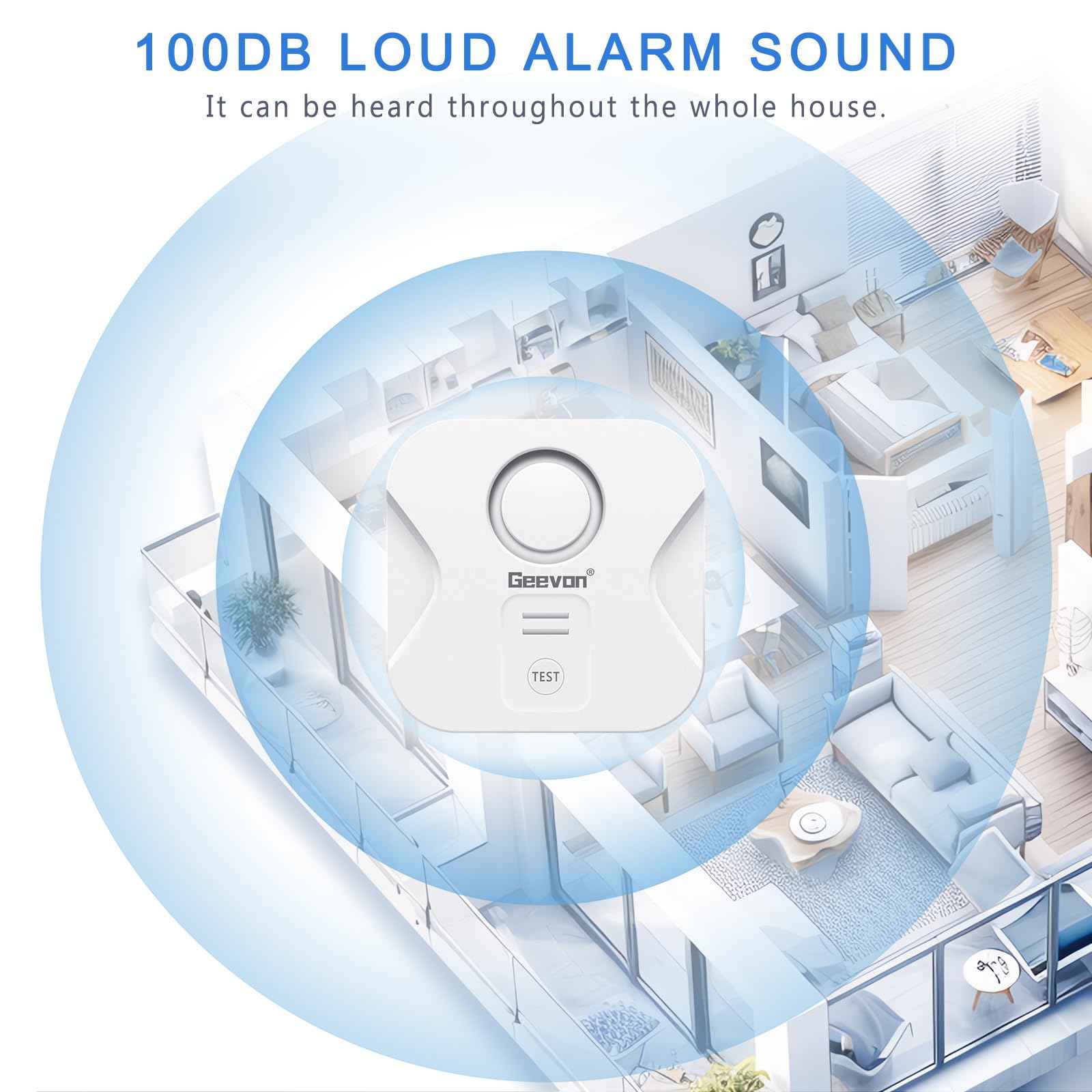 Geevon 4 Pack Water Leak Detectors for Home, 100dB Loud Water Alarm Sensor Leak Detection with Drip Alert for Basements, Laundry Rooms, Kitchen, IP56 Waterproof(Battery Included)