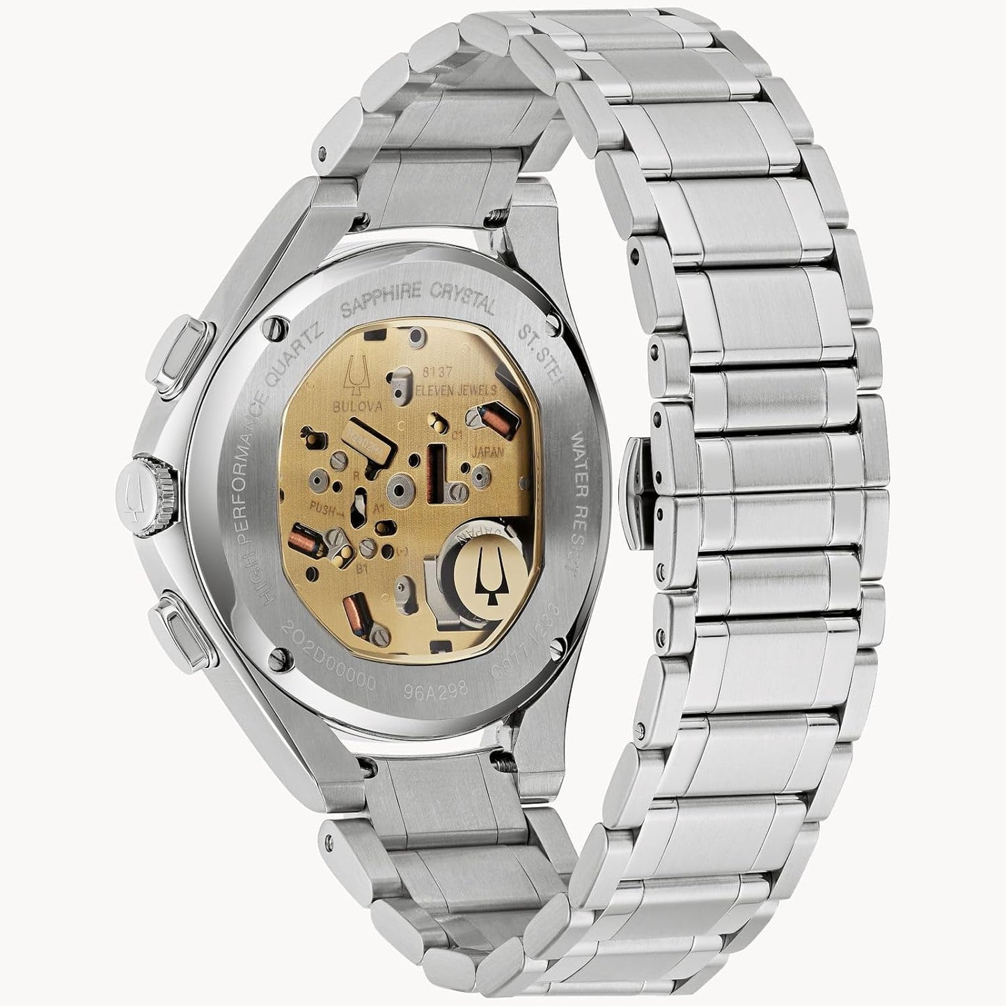 Bulova Curv Stainless Steel Watch - Grey Dial | 44mm | Sleek Design & Precision Timekeeping