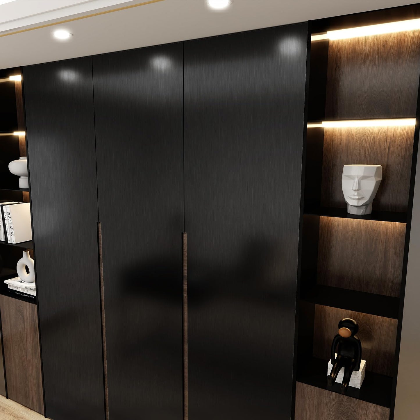 TAPETYLLER Stainless Steel Peel and Stick Wallpaper 15.7"x 118" Black Stainless Steel Contact Paper Countertop Removable Self Adhesive Thick Vinyl Waterproof for Wall Paper Fridge Kitchen Cabinets