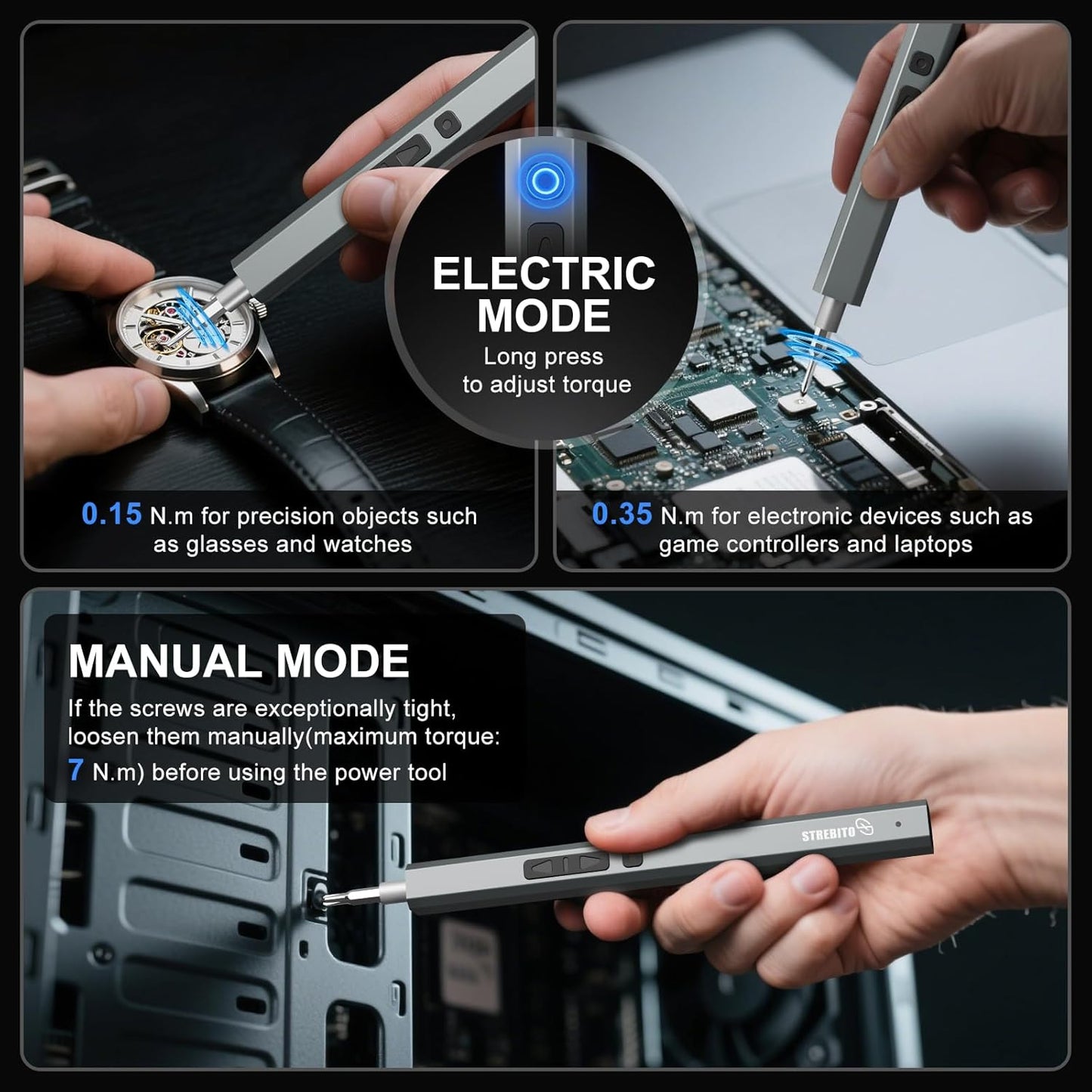 STREBITO 144-in-1 Electric Screwdriver Set - Precision Tool Kit with 120 Magnetic Bits for Electronics & PC Repair