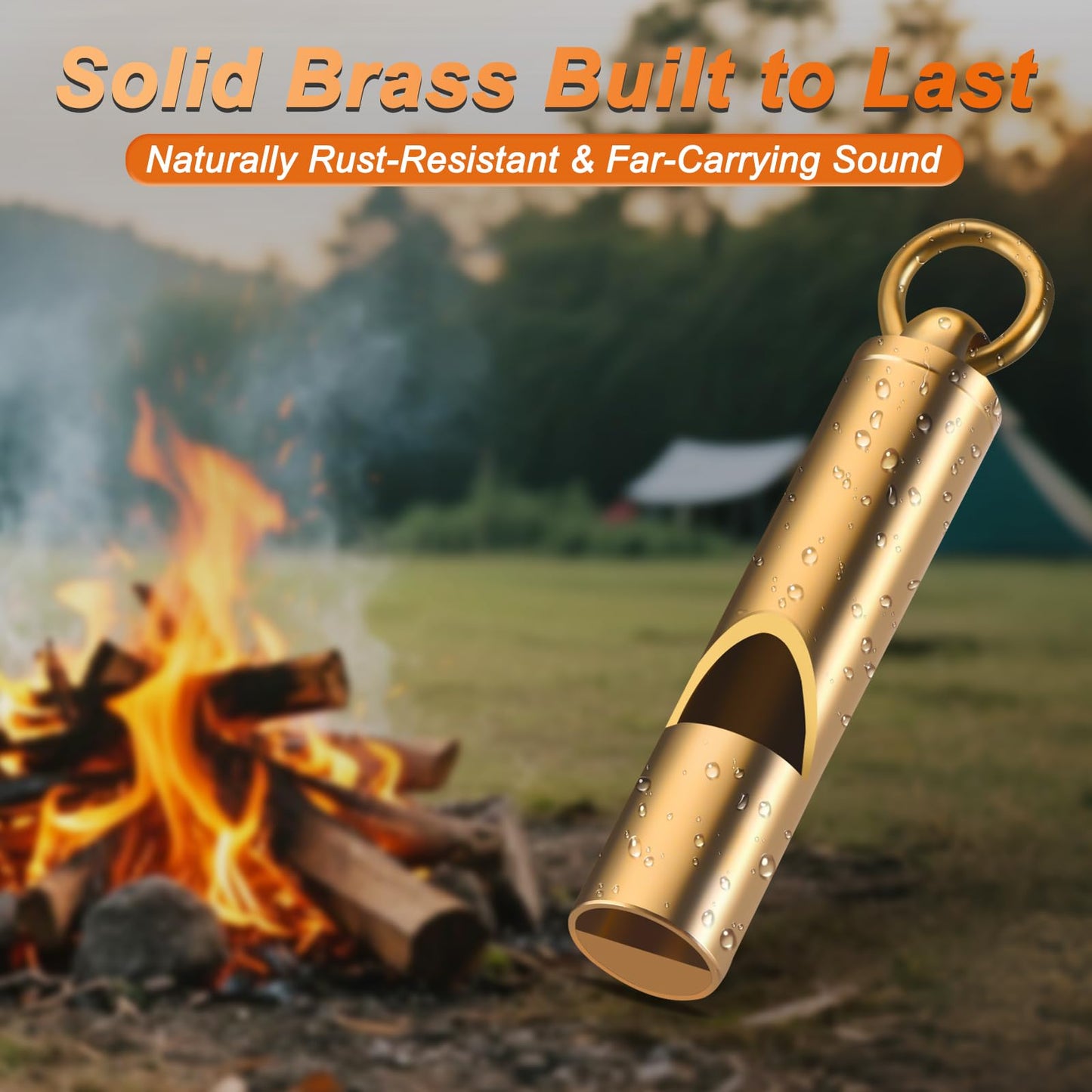 Upeckaroo Brass Emergency Whistles 2 Pack with Tangle-Free Lanyard - Pealess Safety Whistle Survival Loud Blast for Kayak Life Vest, Boating, Camping Hiking, Hunting, Adults