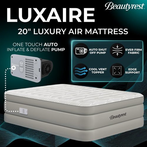 Beautyrest Luxaire Air Mattress - Full Size 20 Inch Height with Cool Vent Top & Smart Pump