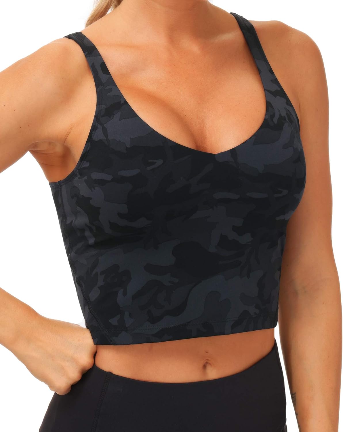 The Gym People Women's Sports Bra - Longline Wirefree Padded Design for Medium Support